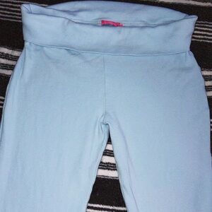 Edikted Light Blue Fold-Over Y2k Flared Pants